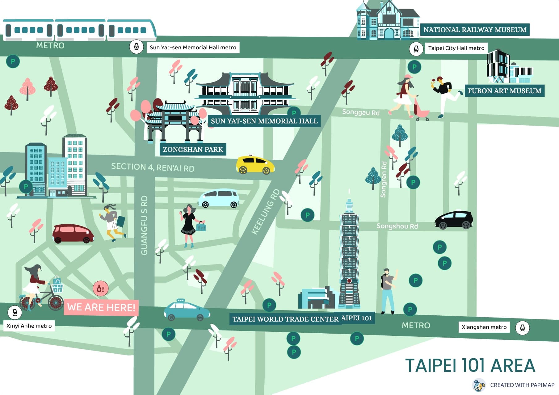 Tourism map for a hotel in Taipei